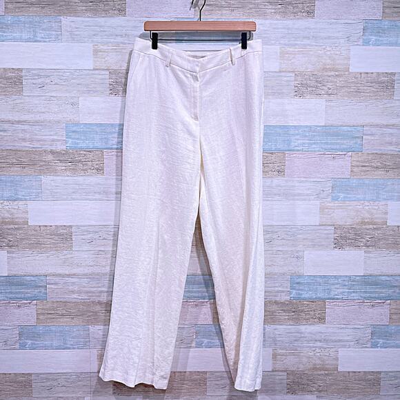 LAFAYETTE 148 100% Linen Gates Pants Ivory/Cream Dress Career Work Womens US 12 - Picture 1 of 8